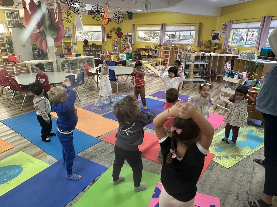 Children in a movement and dance class at Butterflies Academy
